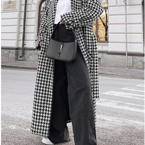 COMMENCE Oversized Houndstooth Tweed Trench Coat Size M NWT - Picture 4 of 10